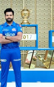 Rohit Sharma with IPL trophies 